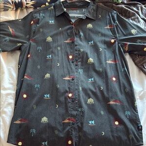 Roark Black Casual Button Down Shirt with All-Over Print